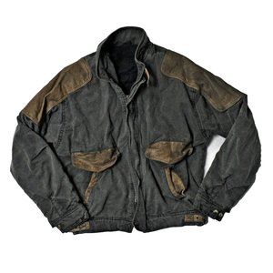 Vintage 90s Black Jean Brown Leather Bomber Jacket